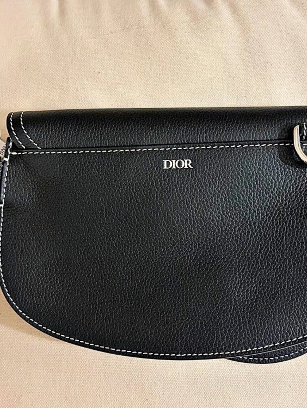 Dior Saddle Pouch Grained Calfskin Black Crossbody Bag - Picture 2 of 5